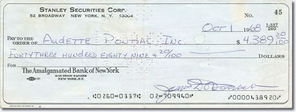 Mr O'Donnel's check to purchase the Pontiac Grand Prix.